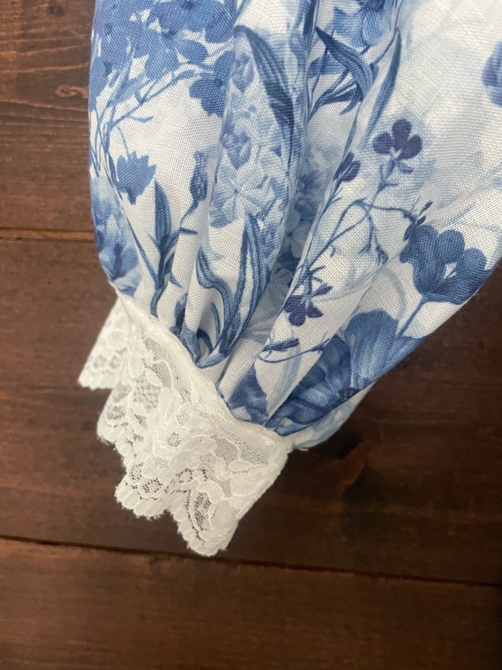 Anthropologie White Dress with Blue Floral Print - Picture 5 of 8